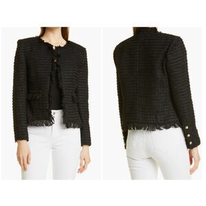 L’Agence Women's Angelina Tweed Blazer Boucle Jacket Black Size 2 US